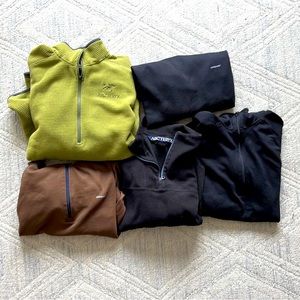 Lot of 5 Arc’teryx and Patagonia Pullovers